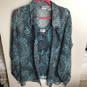 LizBaker blue Paisley blouse with matching tanking